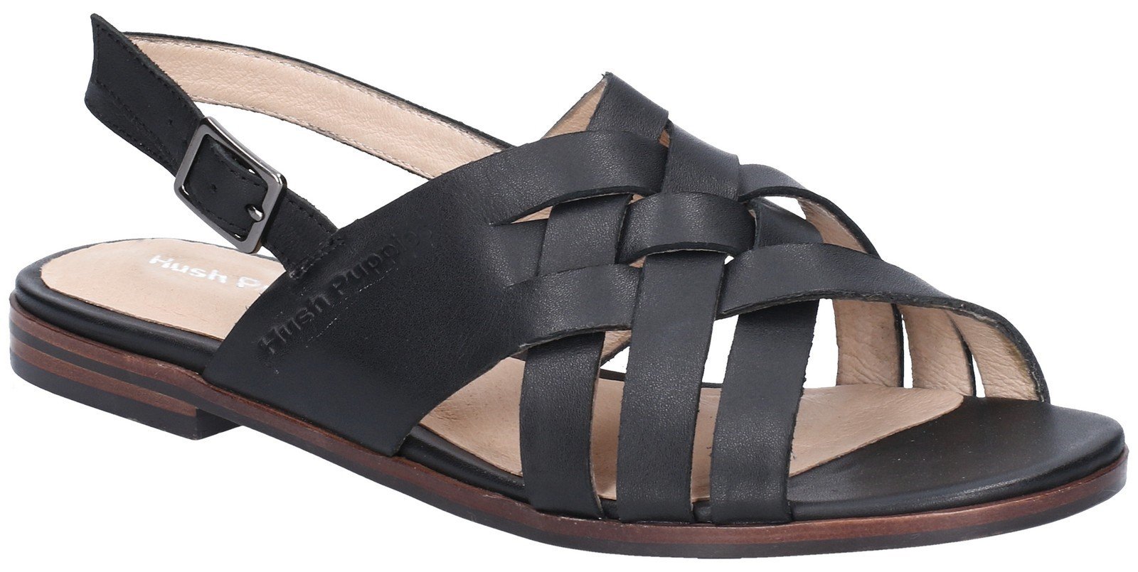 Hush Puppies Women's Riley Buckle Strap Sandal Various Colours 28419 - Black 3