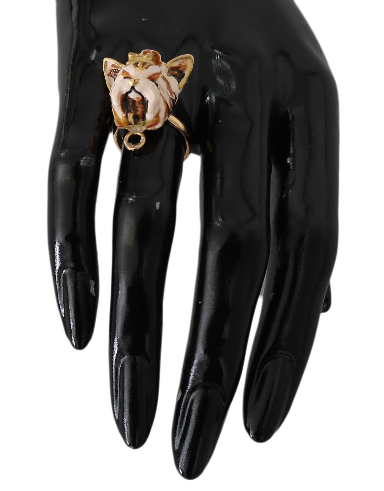 Dolce & Gabbana Women's Brass Resin Pet Ring Gold SMY5055 Gold SMY5055 - EU51 | US5,5