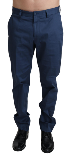 Blue Cotton Stretch Skinny Men Trouser Pants - IT46 | S