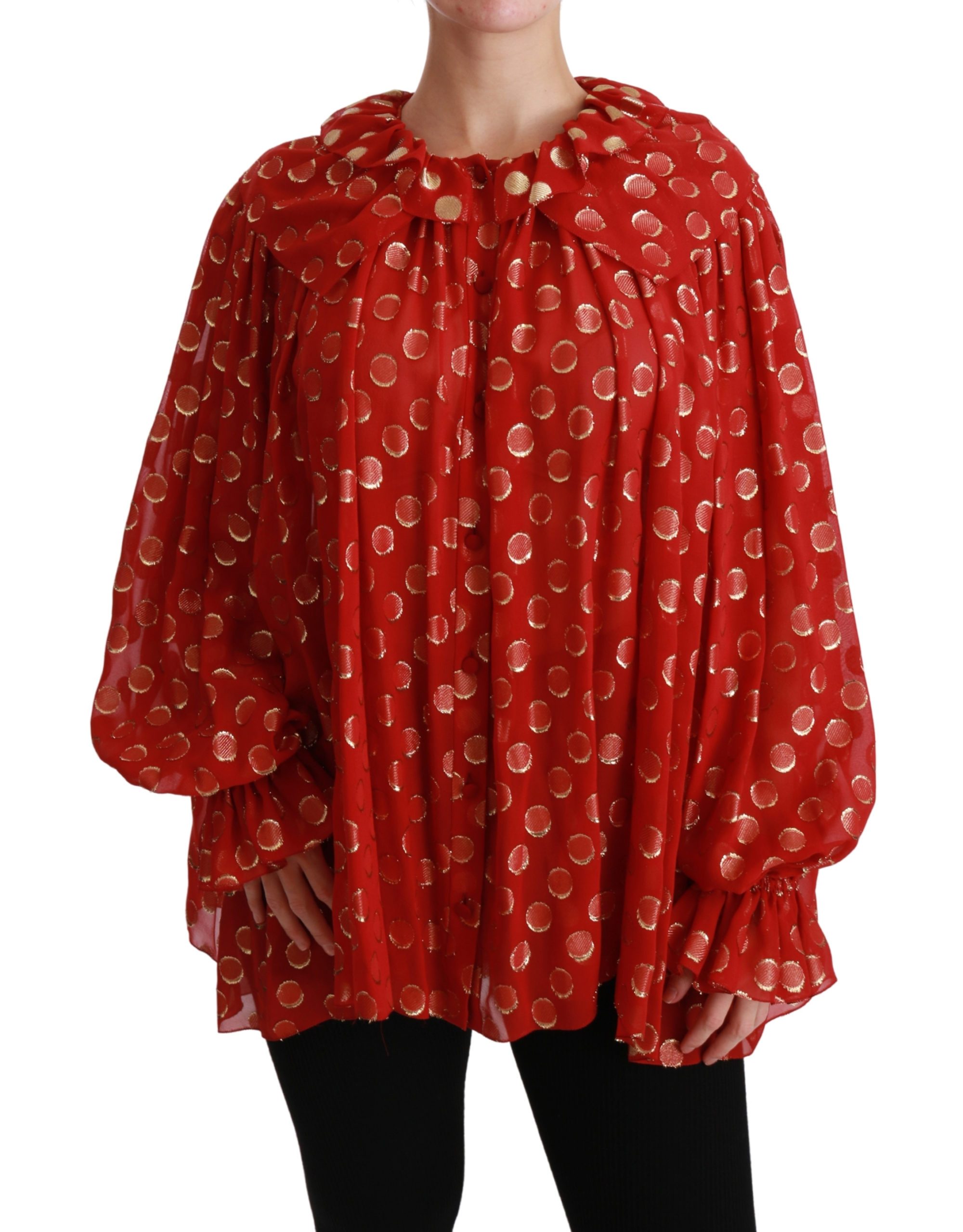 Dolce & Gabbana Women's Silk Long Sleeve Top Red TSH4481 - IT40|S