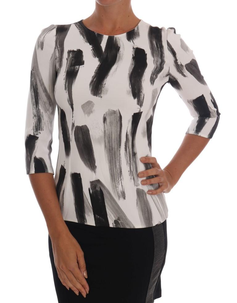Dolce & Gabbana Women's Striped Printed Top White TSH1404 - IT36|XXS
