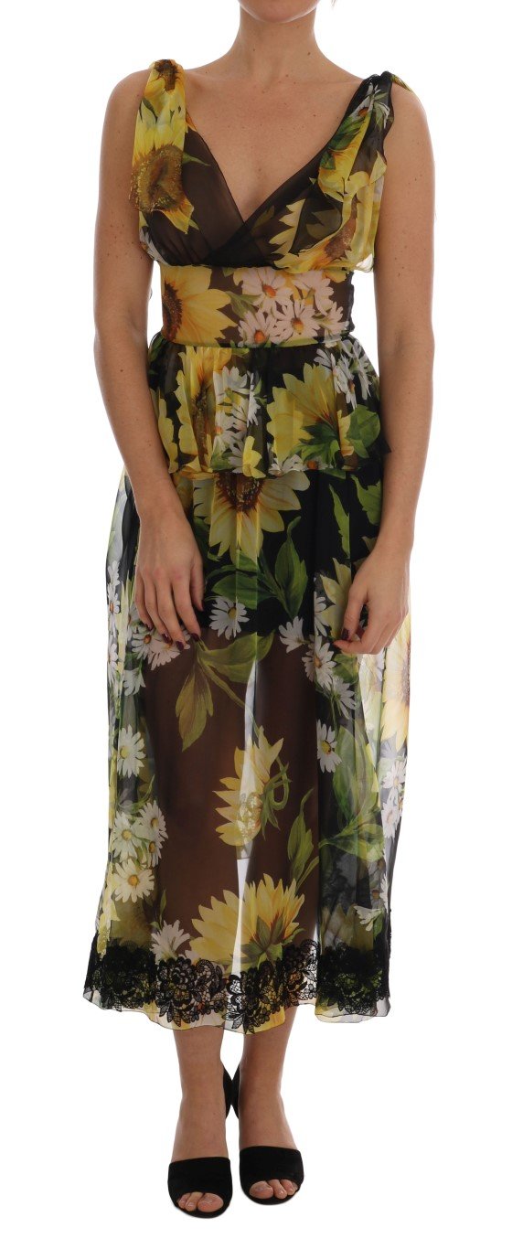 Dolce & Gabbana Women's Sunflower Floral Lace Dress Multicolor DR1374 - IT40|S