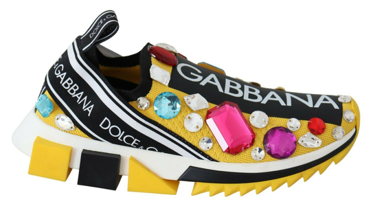 Yellow Multicolor Crystals Sneakers Shoes - EU36/US5.5