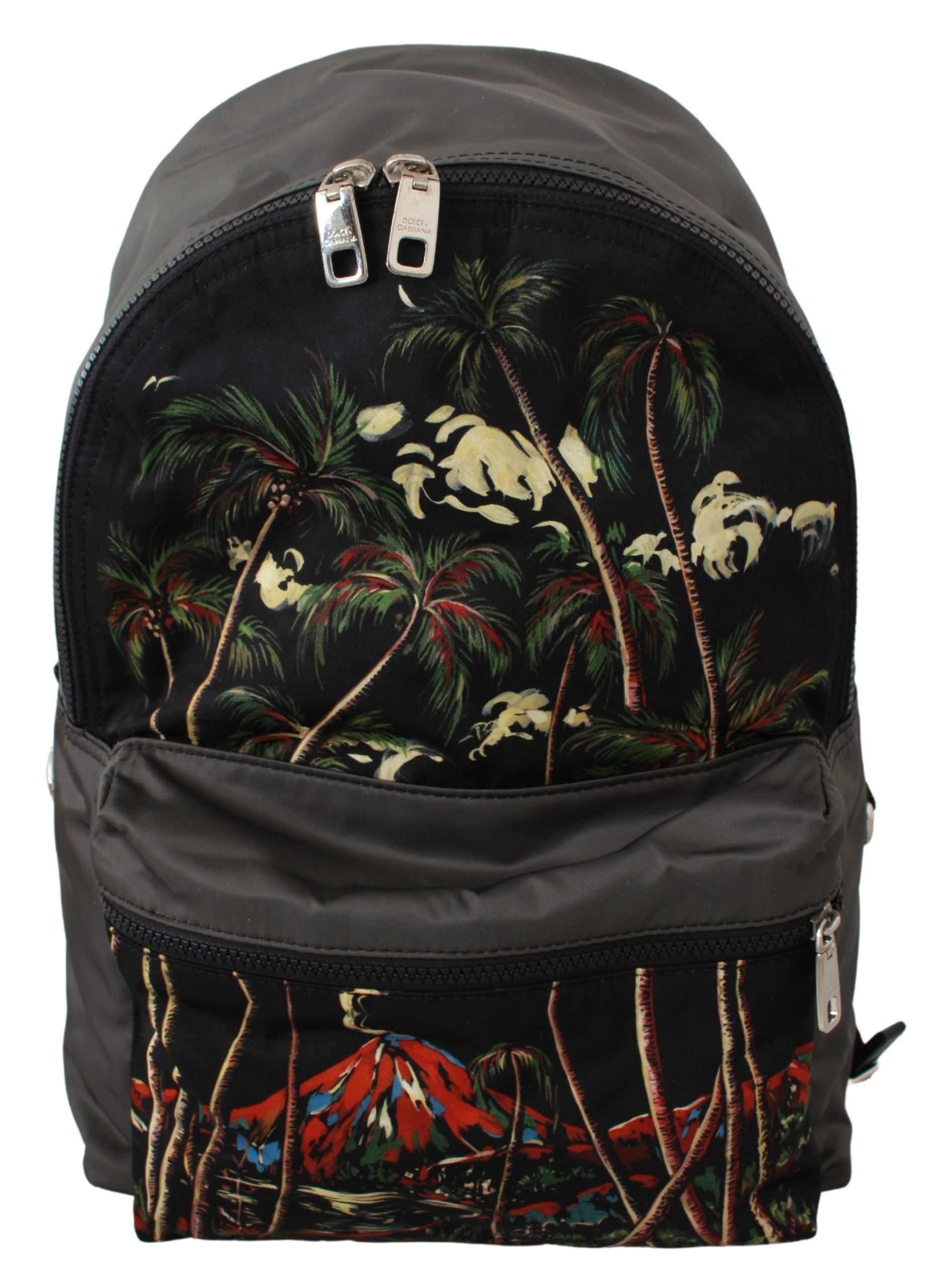 Dolce & Gabbana Men's Trees Volcano Print School Backpack Black VAS9461