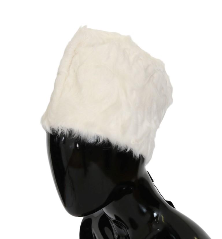Dolce & Gabbana Women's Xiangao Lamb Fur Beanie White HAT21021 - 56 cm|XS