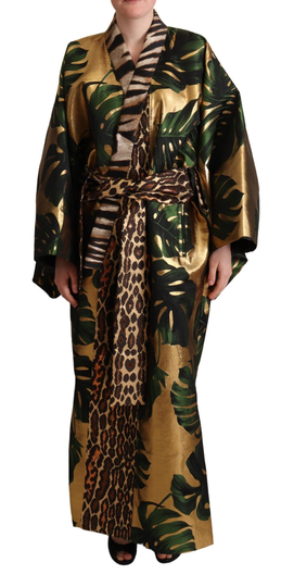 Multicolor Leaves Print Kimono Jacket Coat - IT40 | M