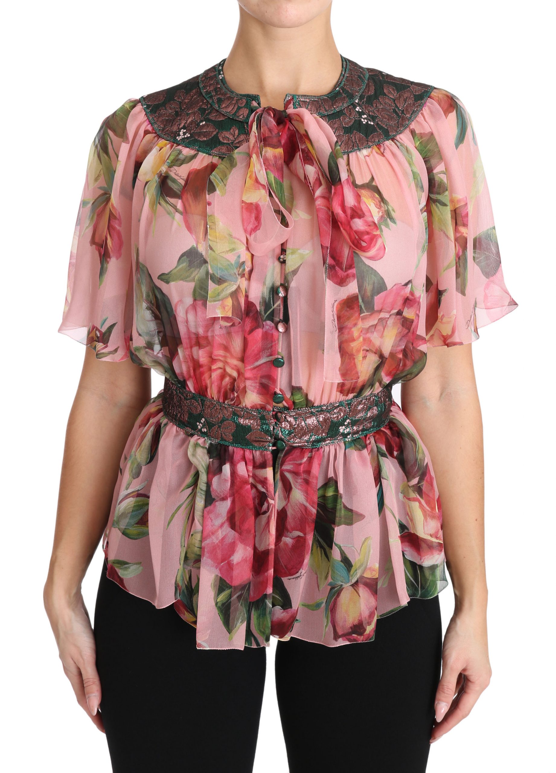 Dolce & Gabbana Women's Pussy Bow Tops Pink TSH3134 - IT36|XXS
