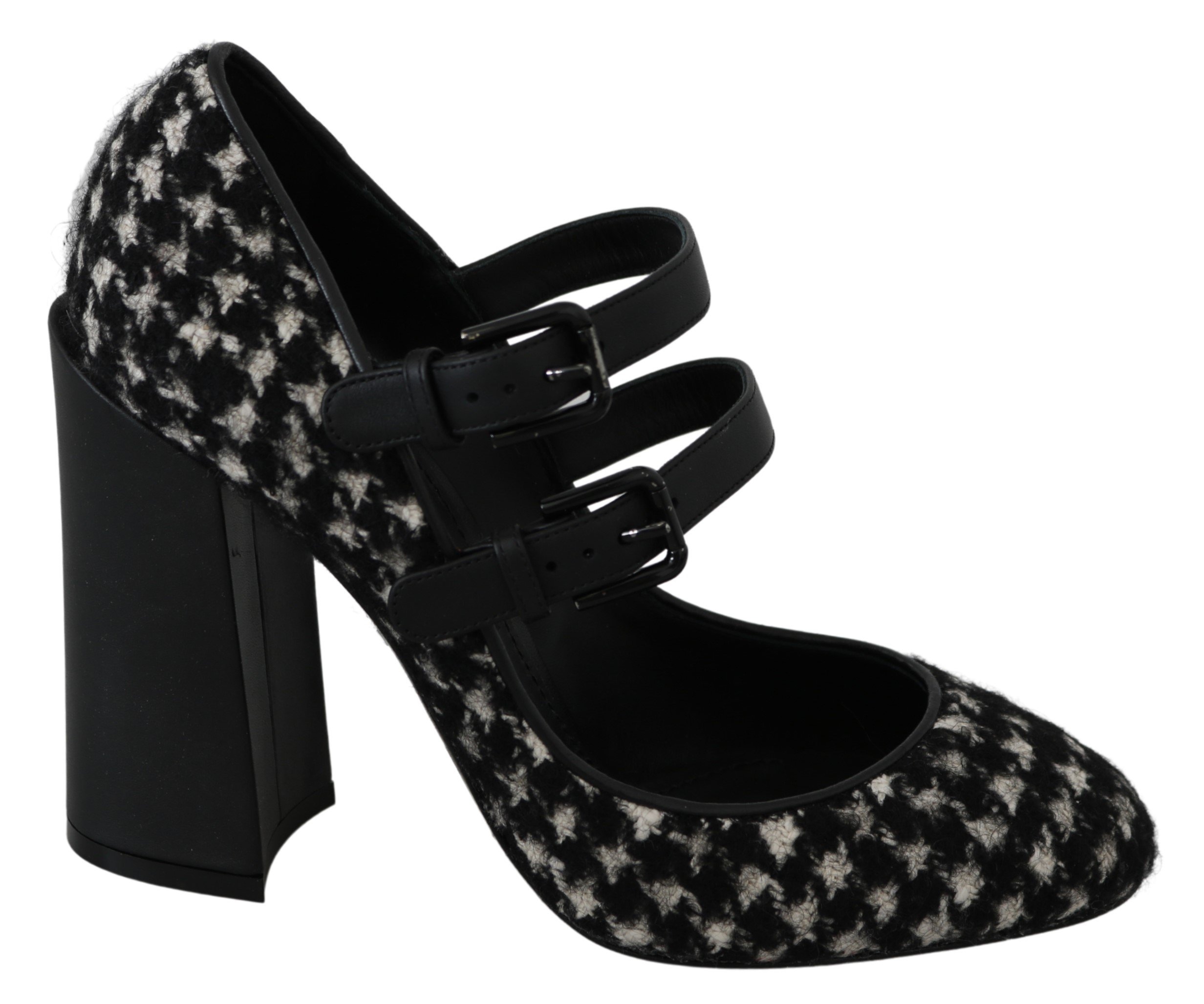 Dolce & Gabbana Women's Mary Janes Fabric Leather Pumps Black LA7257 - EU39/US8.5