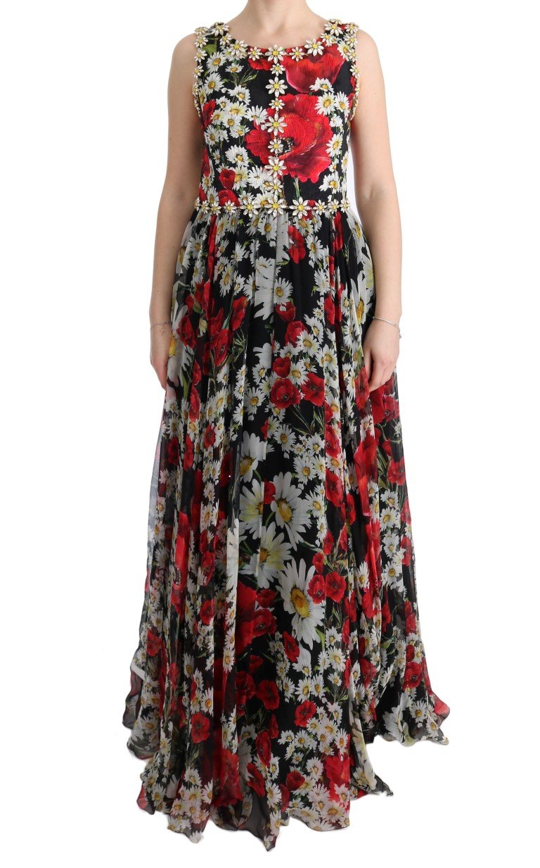 Dolce & Gabbana Women's Silk Floral Crystal Dress Multicolor SIG60643 - IT44|L