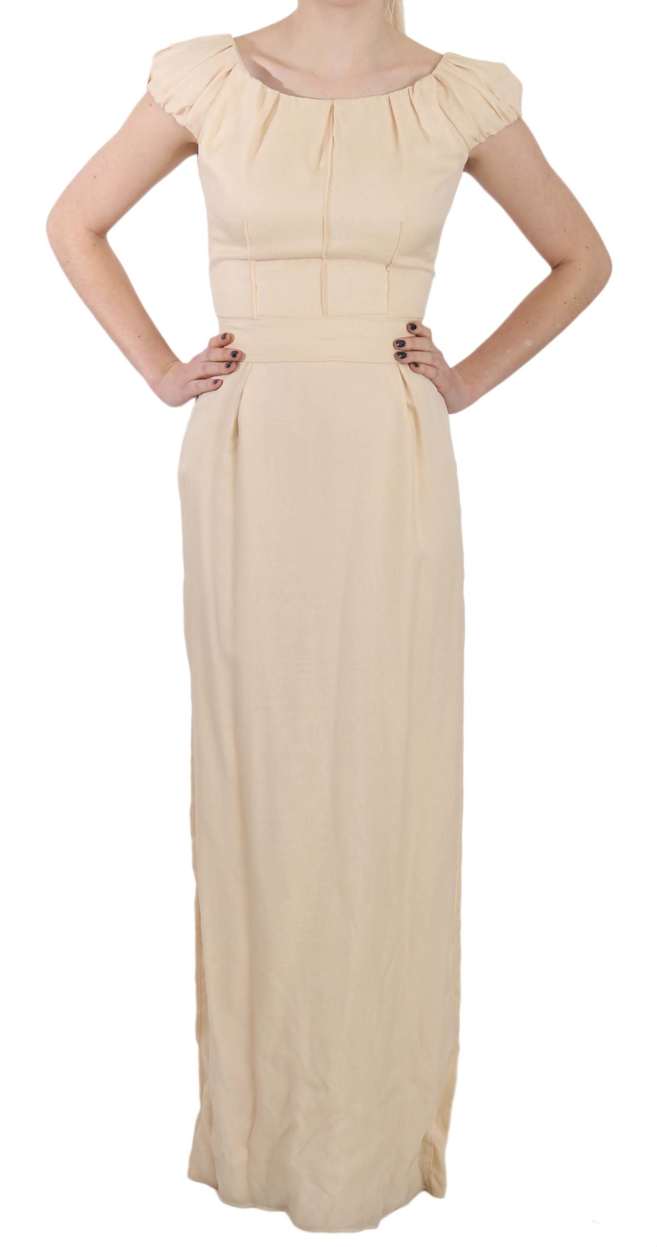 Dolce & Gabbana Women's Silk Column Cap Sleeve Dress Beige DR1683 - IT40|S