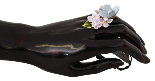 Gold Brass Resin Flower Crystal Ring - EU51 | US5,5