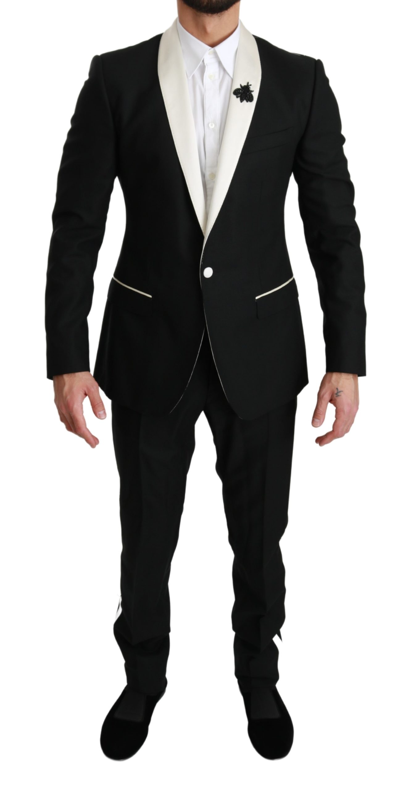 Dolce & Gabbana Men's Wool Royal Bee 2 Piece MARTINI Suit Black KOS1672 - IT48 | M