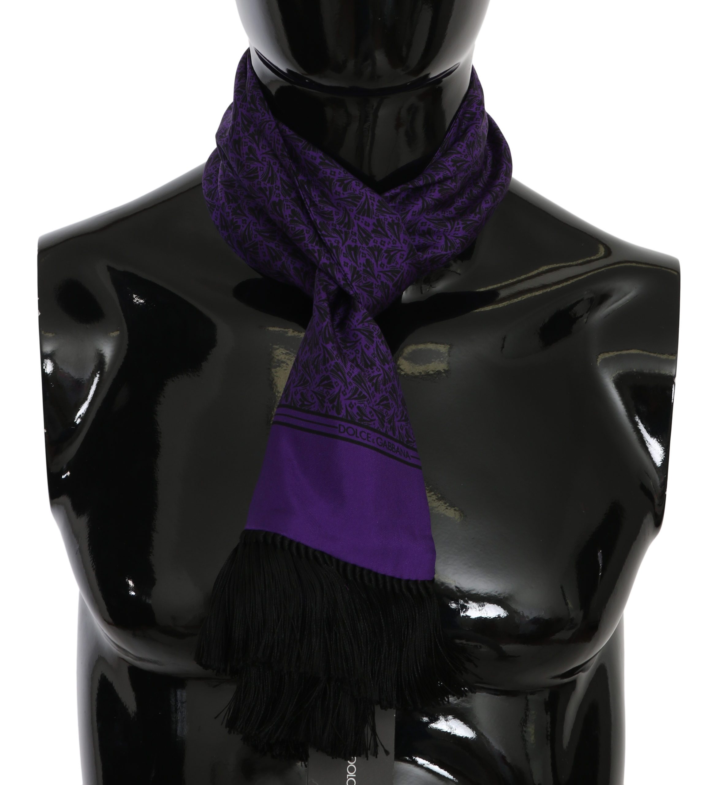Dolce & Gabbana Men's Printed Fringe Wrap Scarf Purple 294198808092