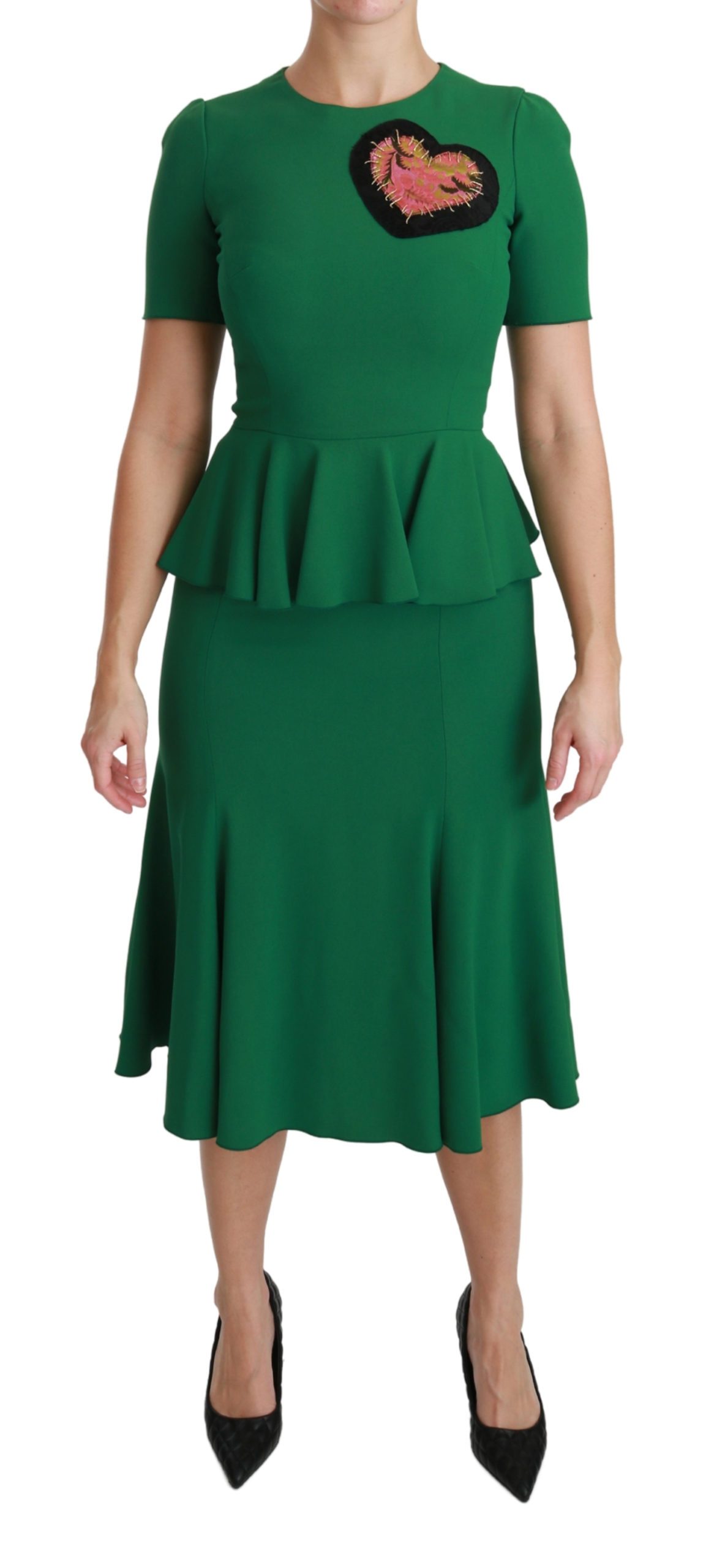 Dolce & Gabbana Women's Heart Patch Mermaid Midi Dress Green DR2511 - IT38 | S