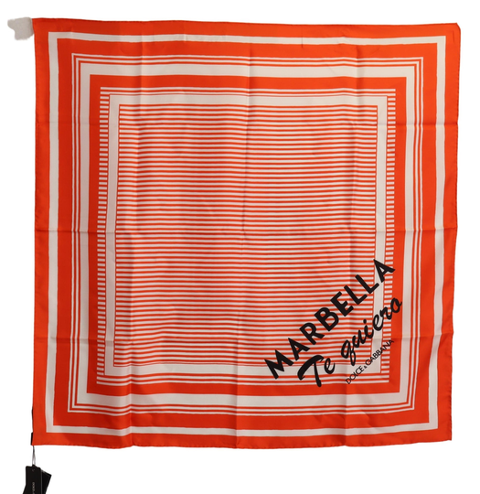 Orange Striped Silk Square Foulard Scarf