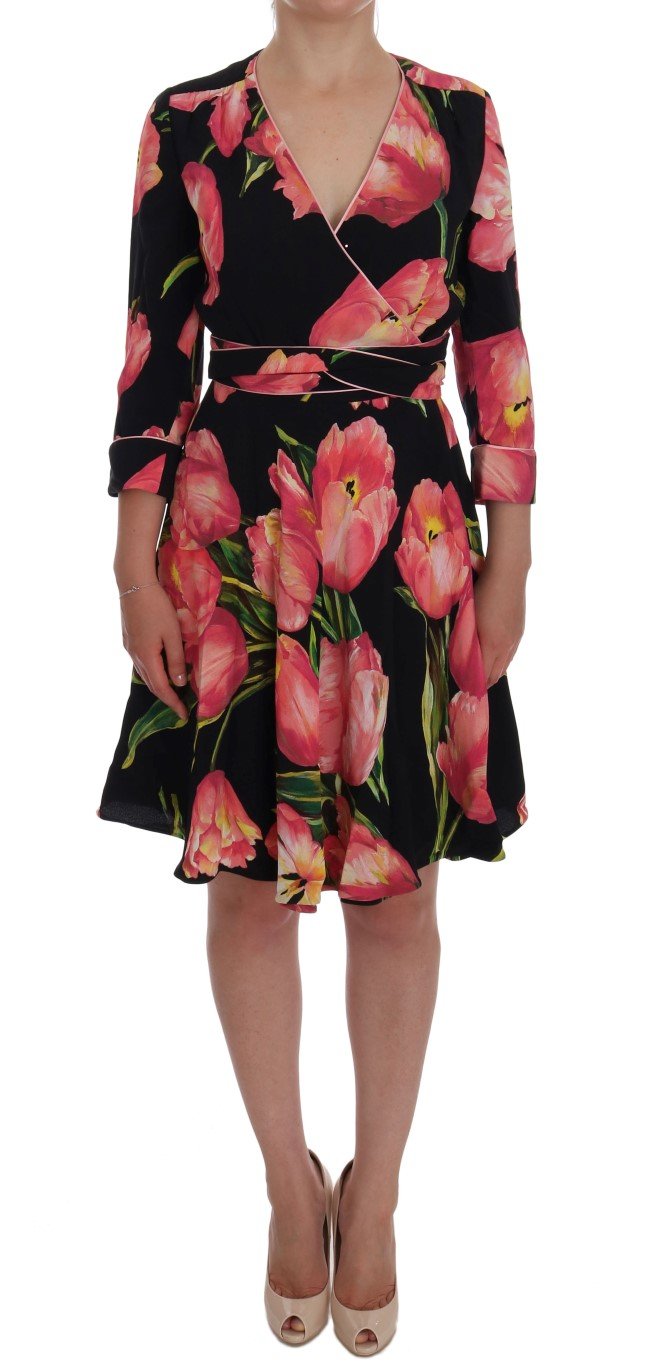 Dolce & Gabbana Women's Tulip Print Stretch Shift Dress Multicolor DR1025 - IT38|XS