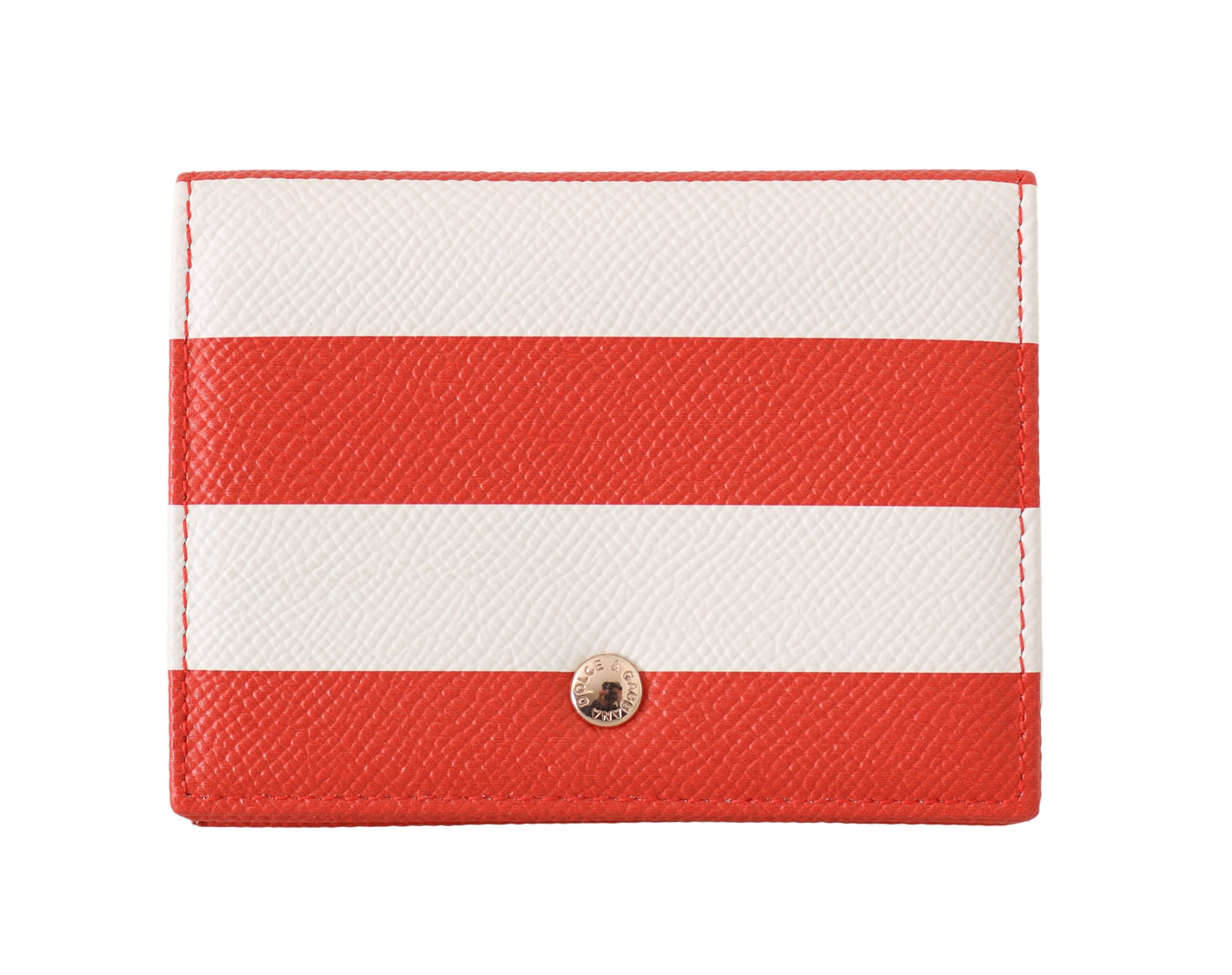 Dolce & Gabbana Women's Striped Leather Cardholder Wallet Red VAS15095