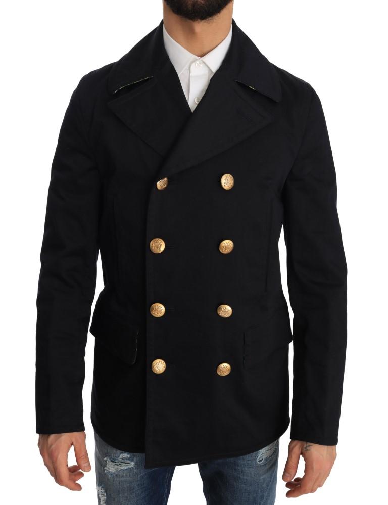 Dolce & Gabbana Men's Trench Cotton Stretch Jacket Blue JKT1172 - IT48 | M