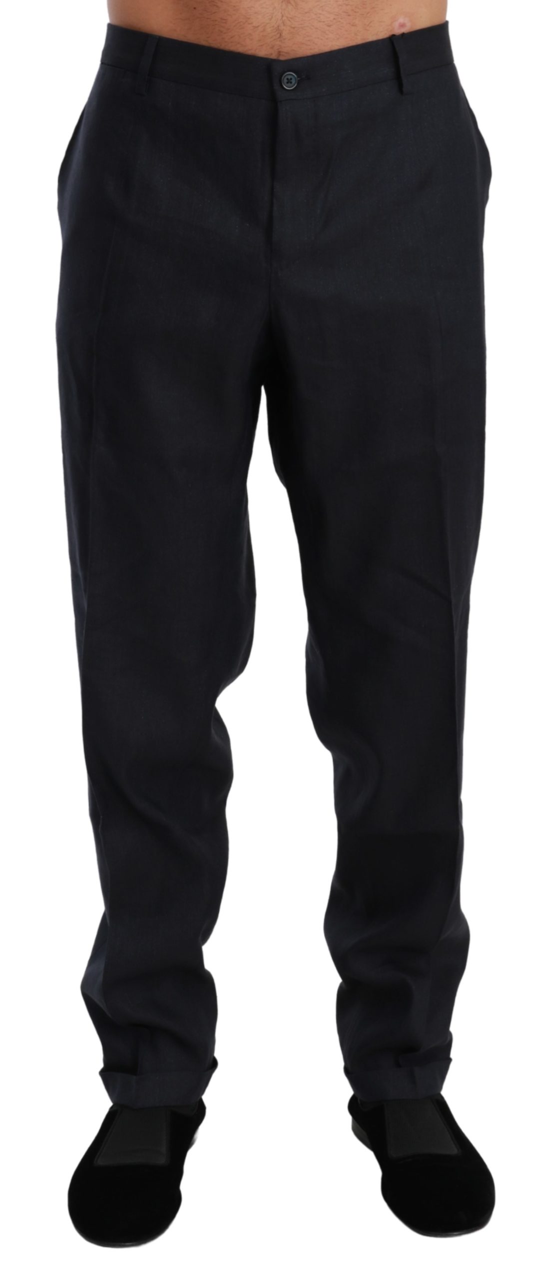 Dolce & Gabbana Men's Linen Silk Dress Trouser Flax Trouser Blue PAN71000 - IT58 | XXL