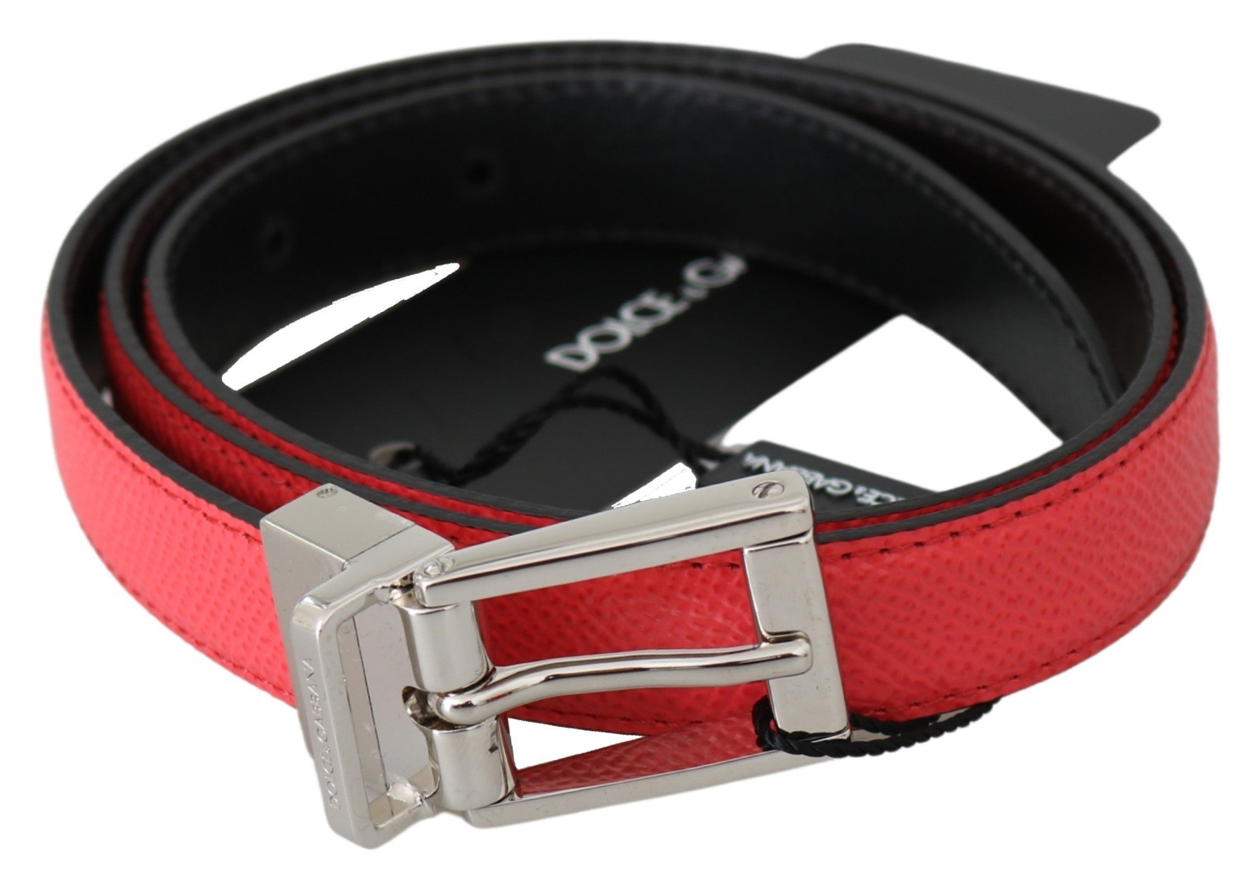 Dolce & Gabbana Men's Leather Logo Buckle Belt Pink BEL6049 - 85 cm / 34 Inches