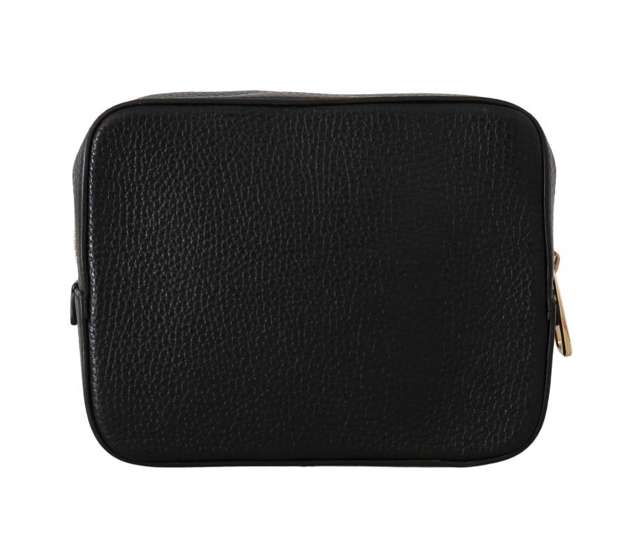 Dolce & Gabbana Women's Leather Clutch Zipper Handbag Black VAS1599
