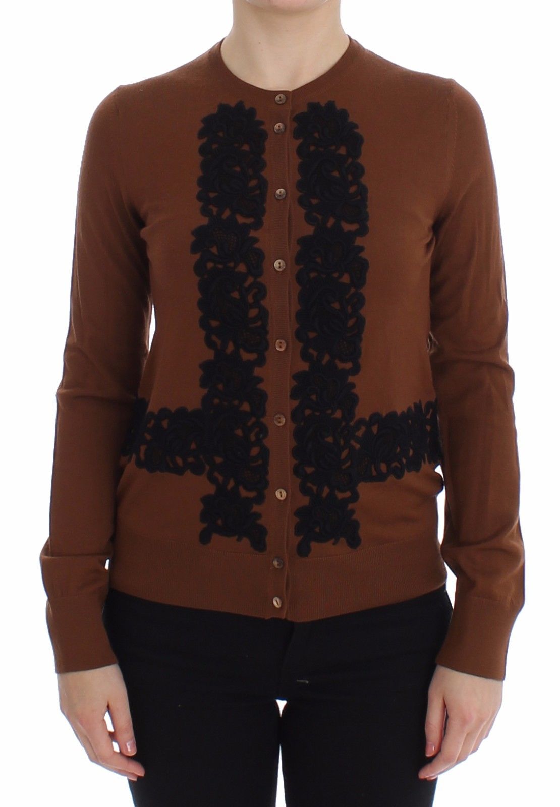 Dolce & Gabbana Women's Wool Lace Cardigan Brown SIG13277 - IT40|S
