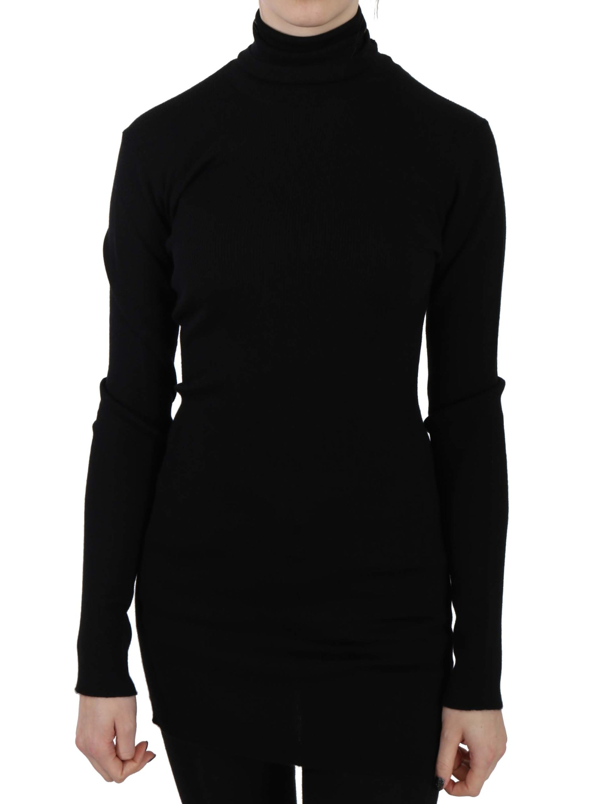 Dolce & Gabbana Women's Cashmere Turtle Neck Pullover Top Sweater Black TSH3253 - IT46|XL