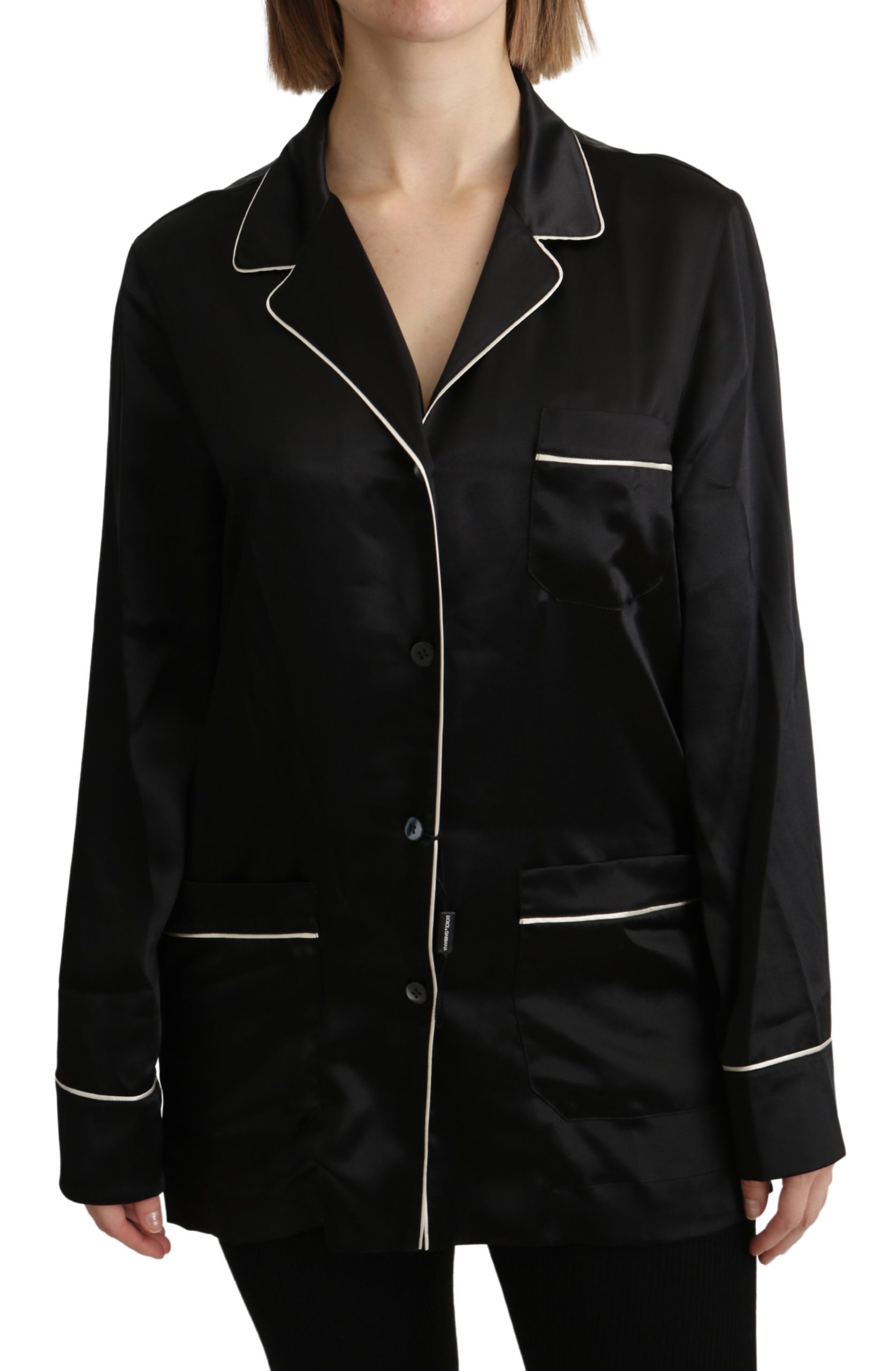 Dolce & Gabbana Women's Silk Stretch Shirt Black TSH4819 - IT44|L