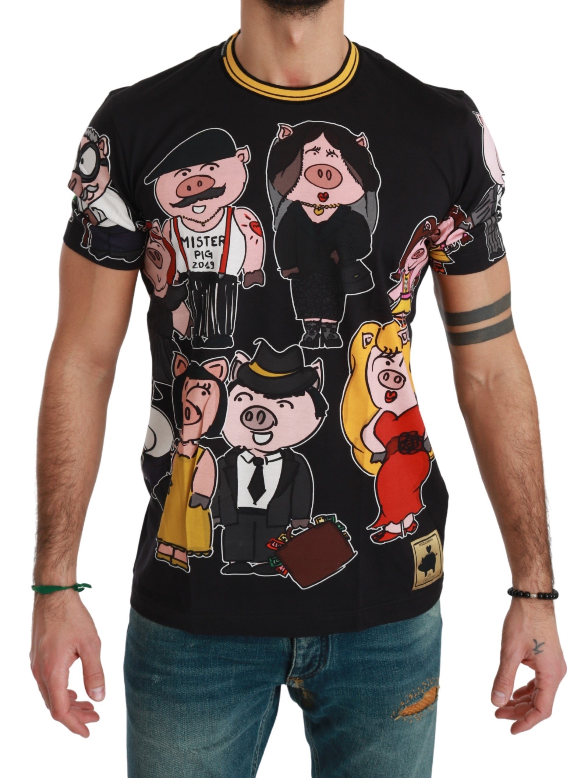 Dolce & Gabbana Men's Cotton T-Shirts Black TSH4560 - IT44 | XS