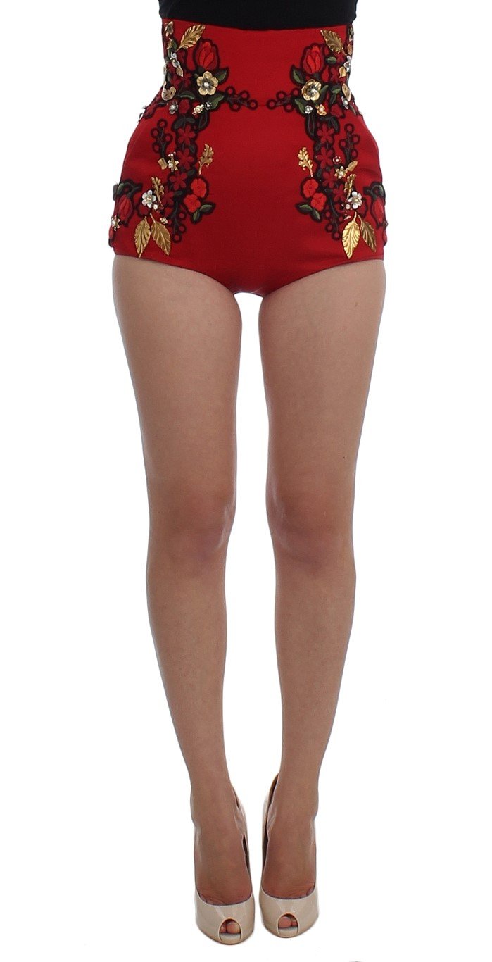 Dolce & Gabbana Women's Silk Roses Sicily Shorts Red SIG20124 - IT40|S
