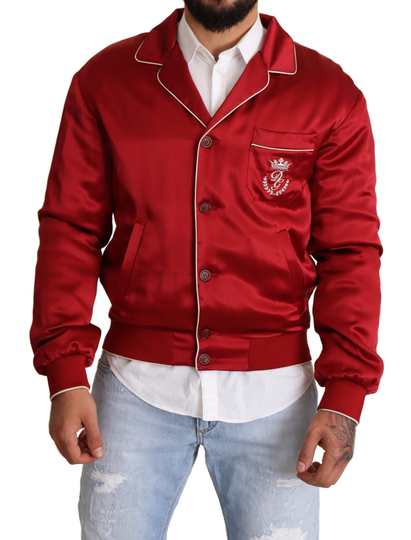 Red Silk Button DG Logo Bomber Jacket - IT48 | M