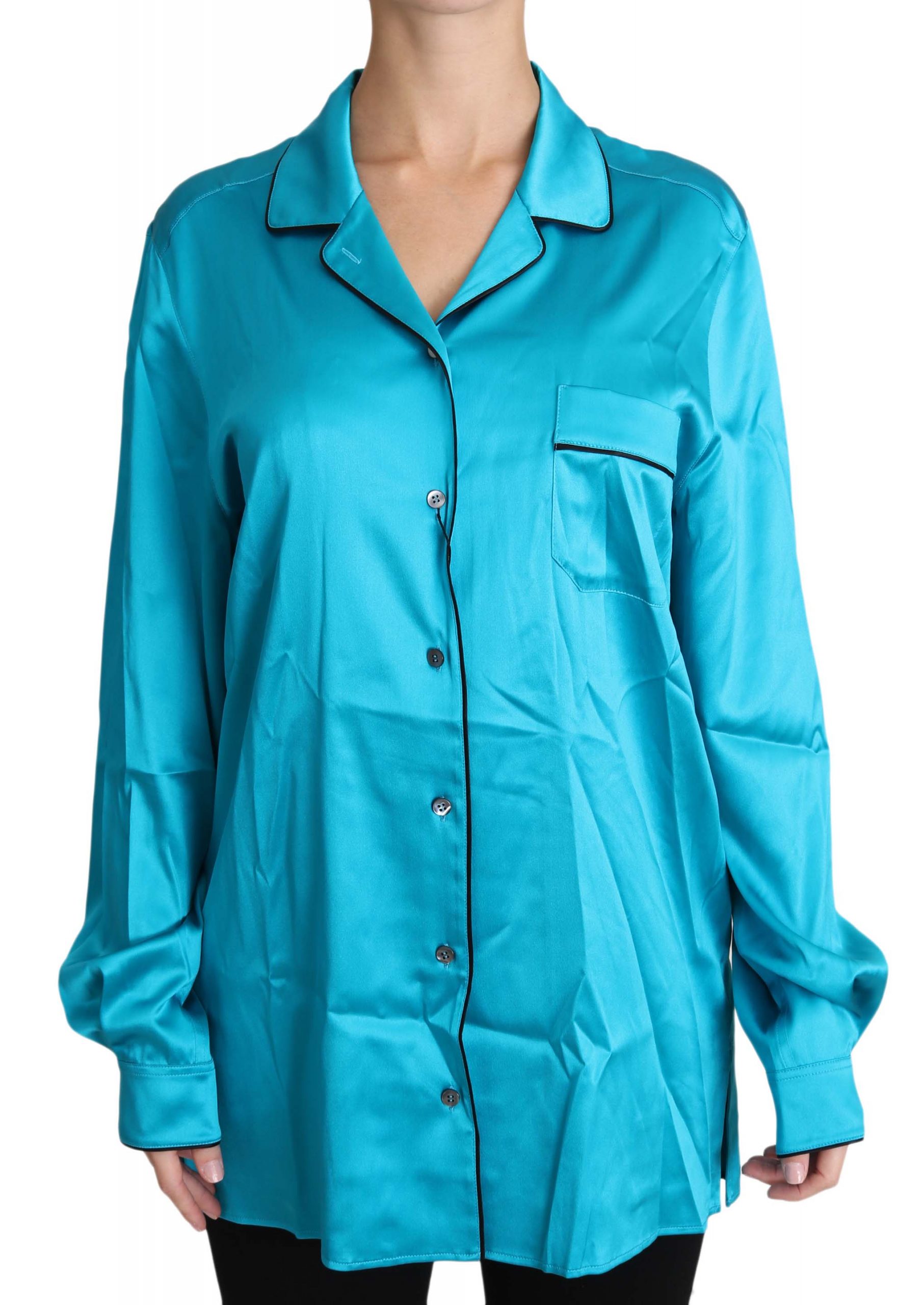 Dolce & Gabbana Women's Stretch Longsleeve Pyjama Shirt Blue TSH3166 - IT46|XL