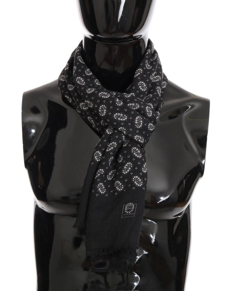 Dolce & Gabbana Men's Cashmere Floral Scarf Gray MS2249