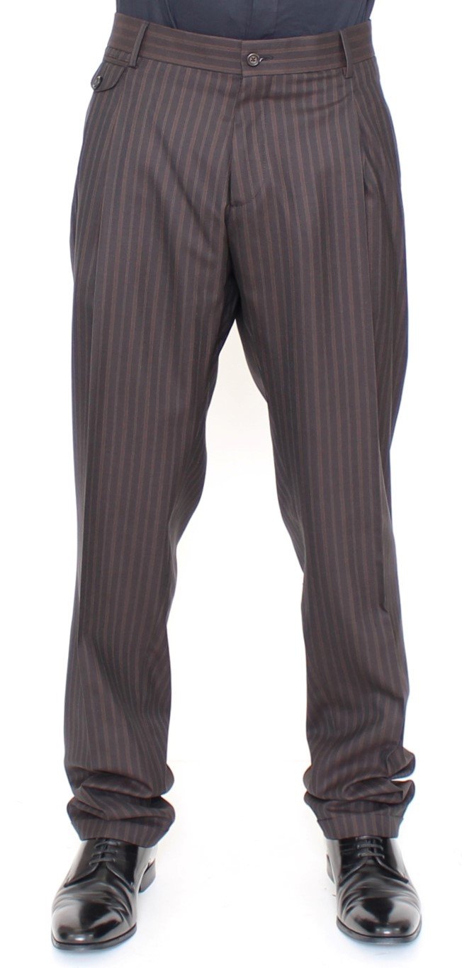 Dolce & Gabbana Men's Wool Stretch Pleated Trouser Brown HAN10254 - IT54 | XXL