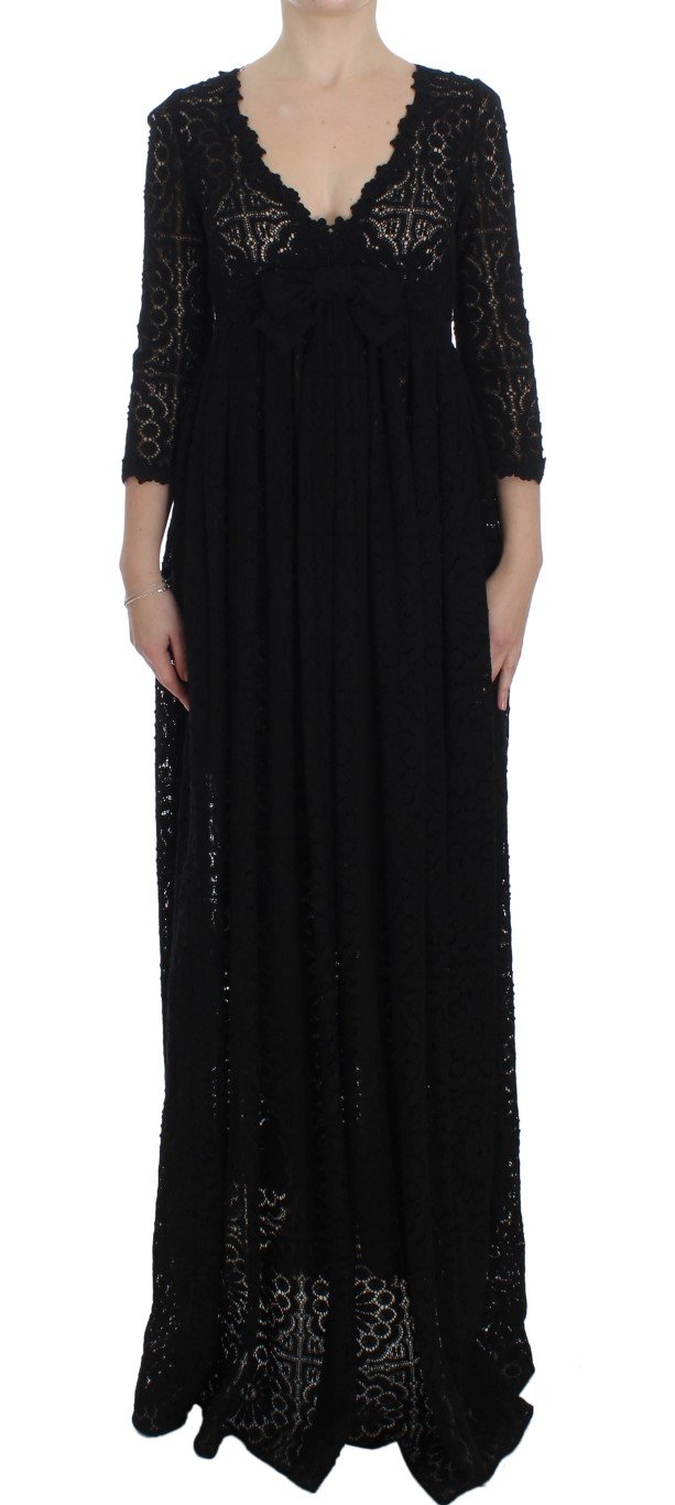 Dolce & Gabbana Women's Ricamo Knitted Full Length Dress Black NOC10128 - IT40|S