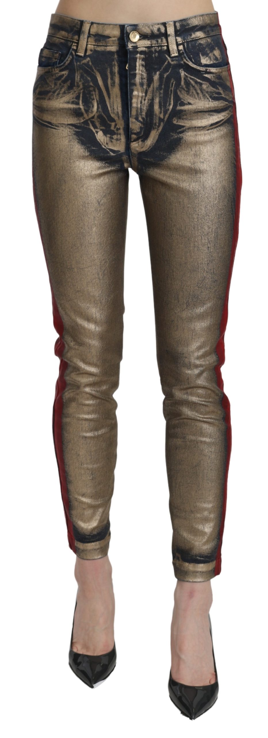 Dolce & Gabbana Women's High Waist Skinny Cotton Trouser Gold PAN71068 - IT40|S