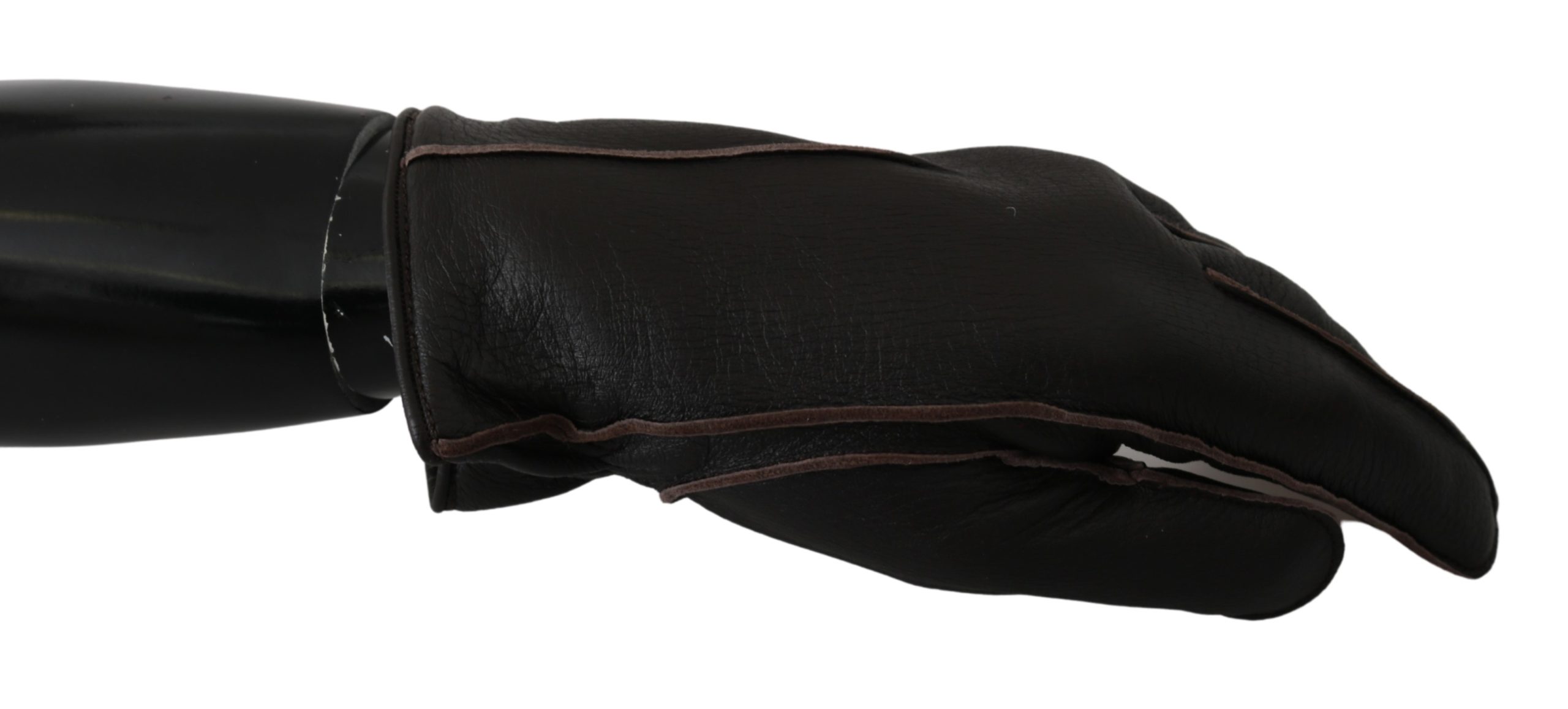 Dolce & Gabbana Women's Leather Deer Skin Biker Mitten Gloves Black LB1005 - 10|XL