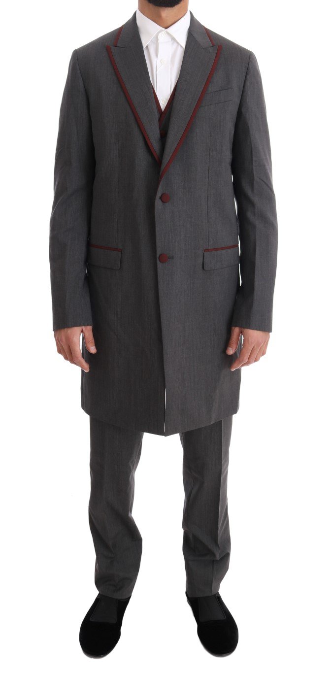 Dolce & Gabbana Men's Wool Stretch 3 Piece Two Button Suit Gray KOS1091 - IT48 | M