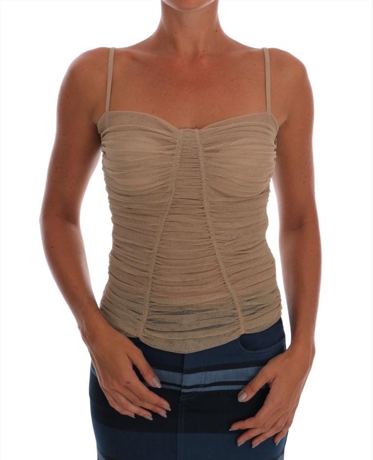 Dolce & Gabbana Women's Stretch Cotton Top Beige TSH1452 - IT40|S