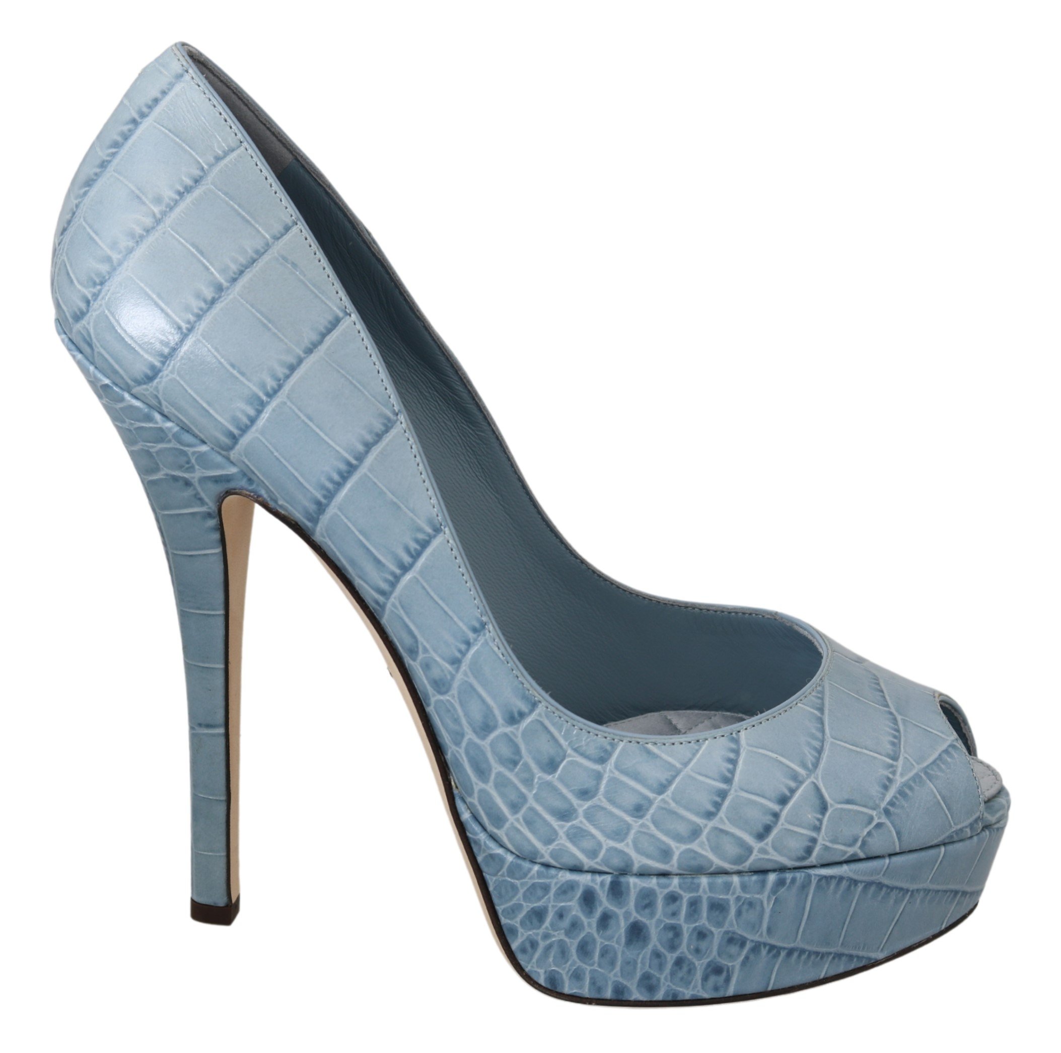 Dolce & Gabbana Women's Leather High Pumps Blue LA6902 - EU39/US8.5
