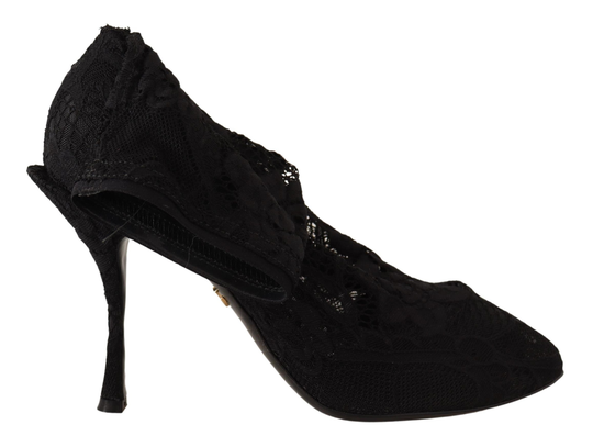 Black Taormina Lace Socks Boots Shoes - EU37/US6.5