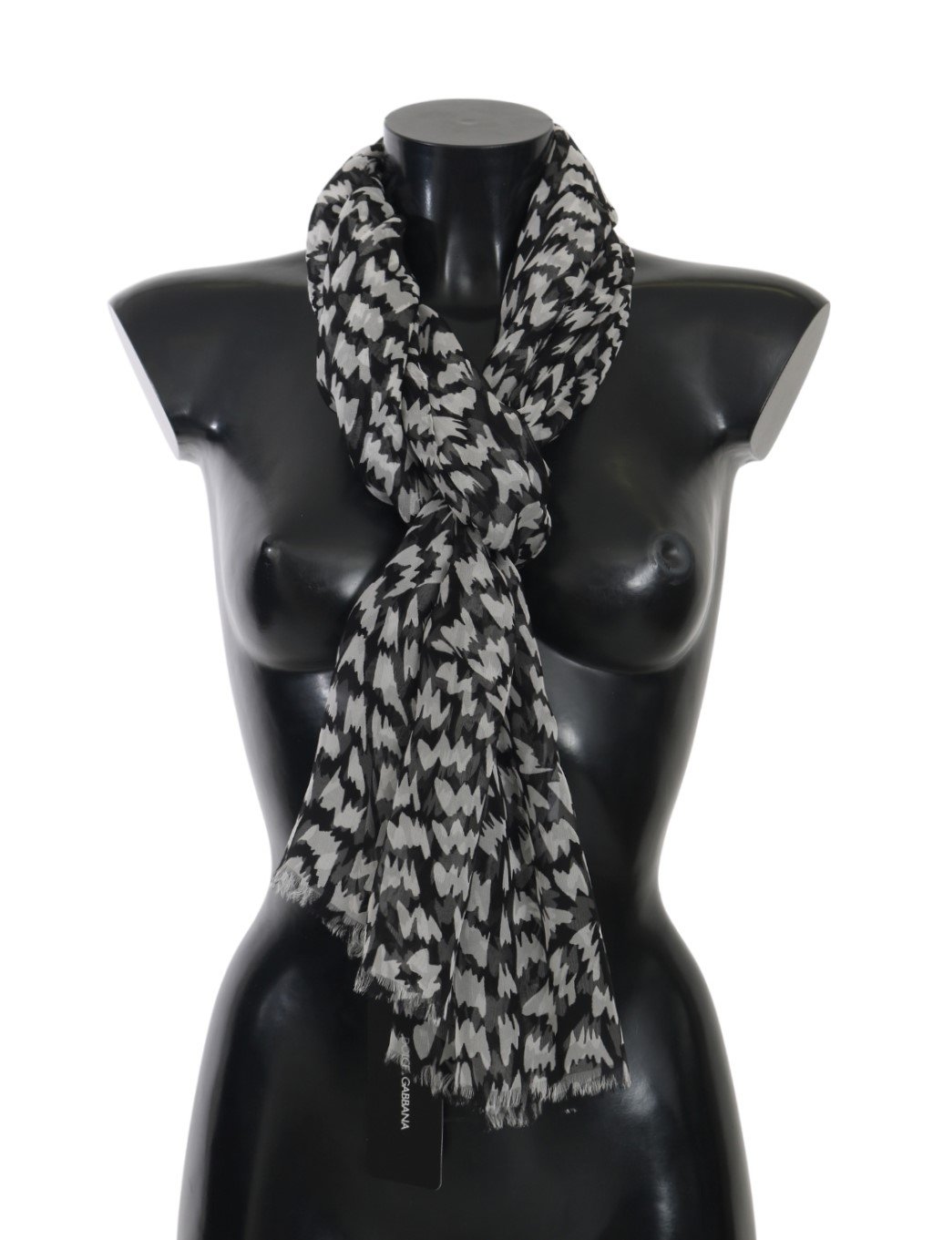 Dolce & Gabbana Women's Silk Patterned Print Scarf Black MS5531