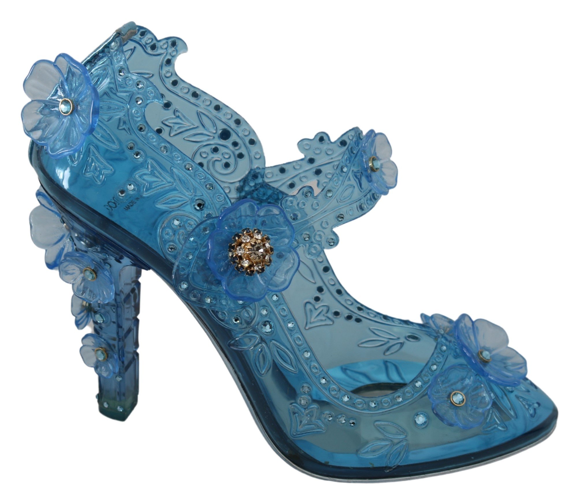 Dolce & Gabbana Women's Floral Crystal CINDERELLA Pumps Blue LA7283 - EU39/US8.5