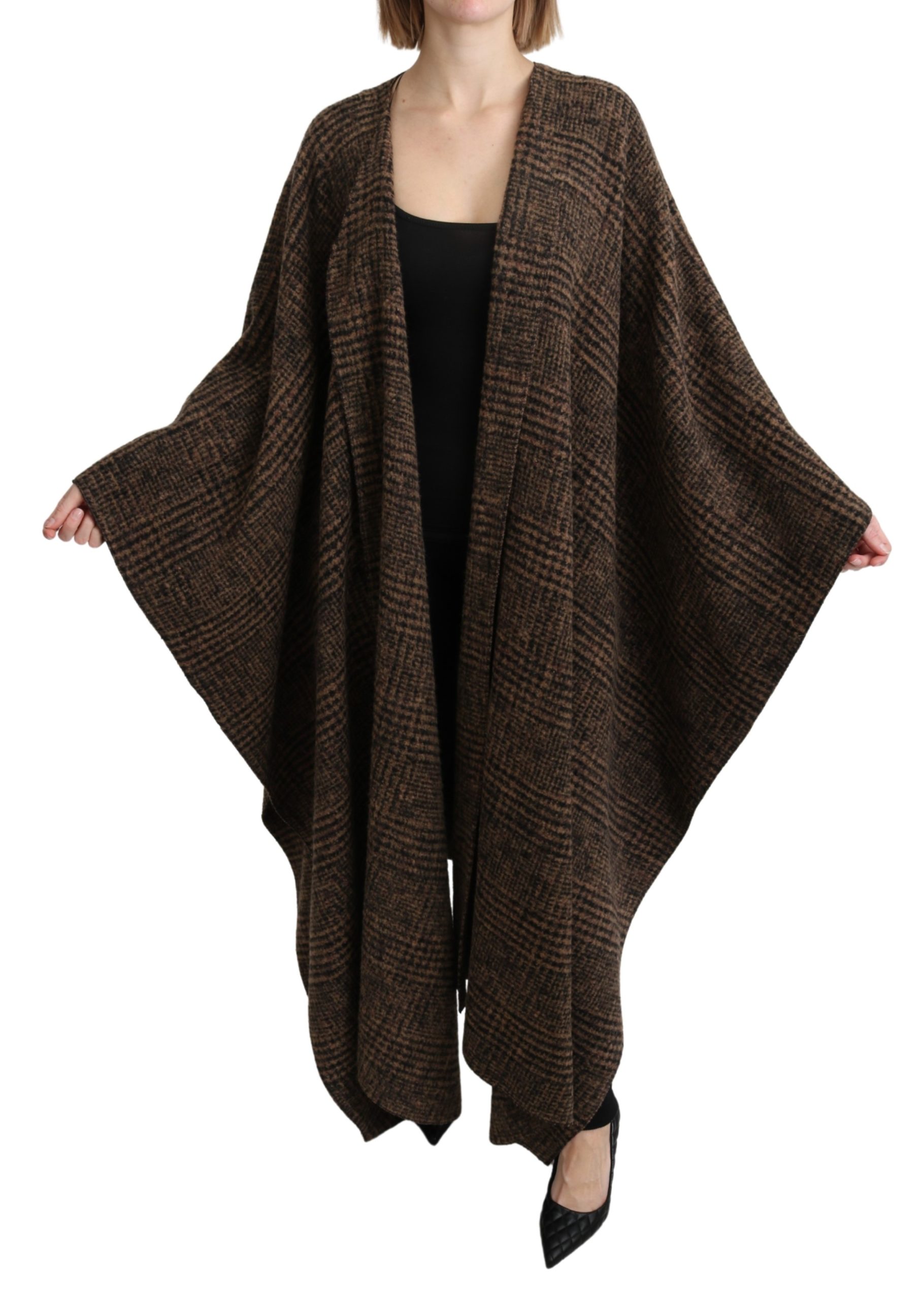 Dolce & Gabbana Women's Cape Coat Wool Blend Jacket Brown JKT2636 - IT40|S