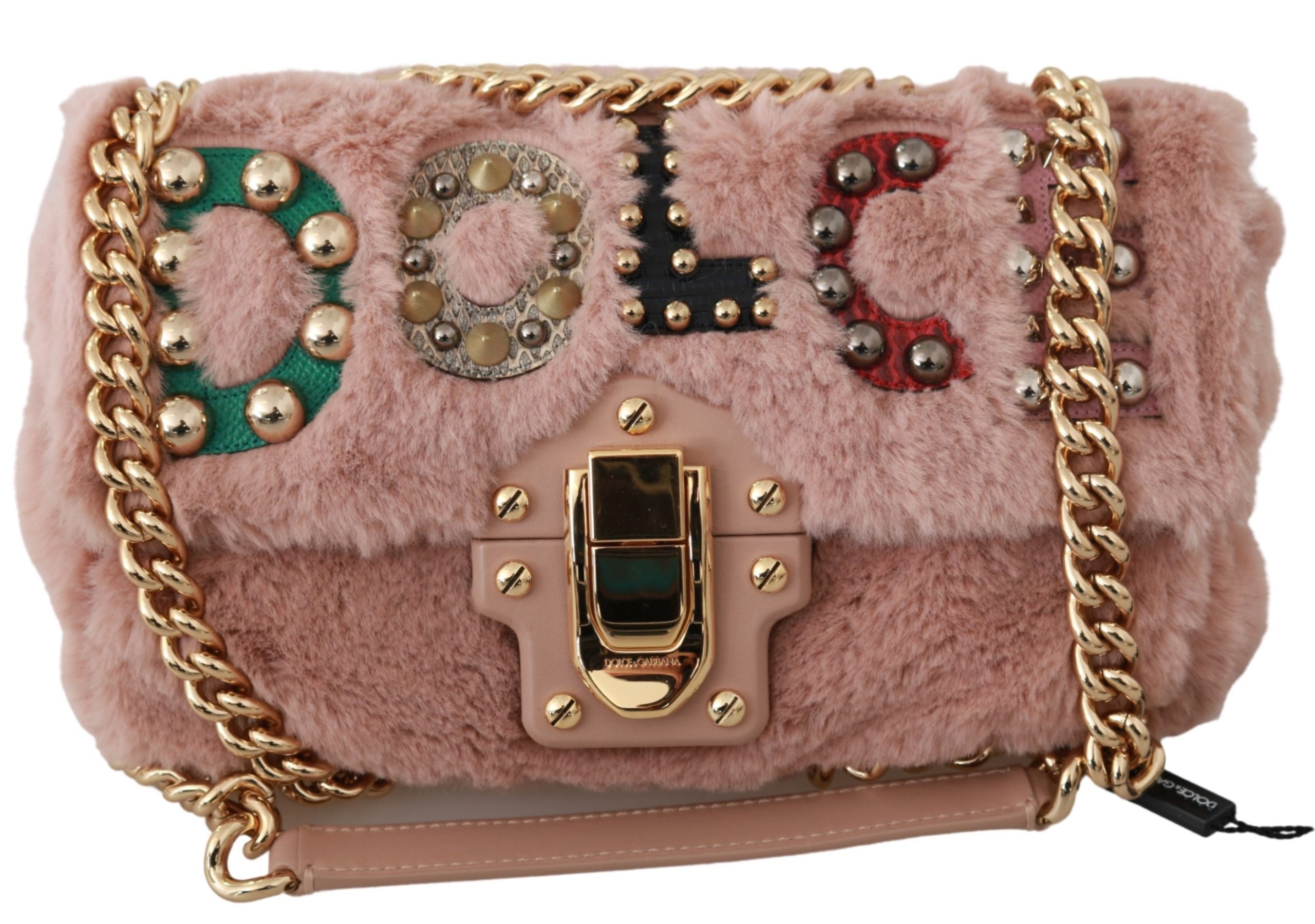 Dolce & Gabbana Women's Fur LUCIA Hand Shoulder Bag Pink VAS9214