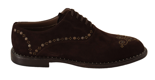 Brown Suede Marsala Derby Studded Shoes - IT43 | XL