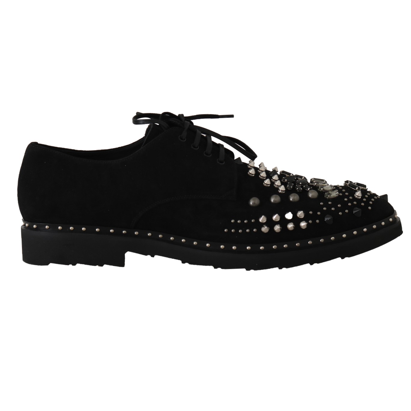 Dolce & Gabbana Men's Crystal Studded Derby Shoes Black MV1826 - EU44/US11