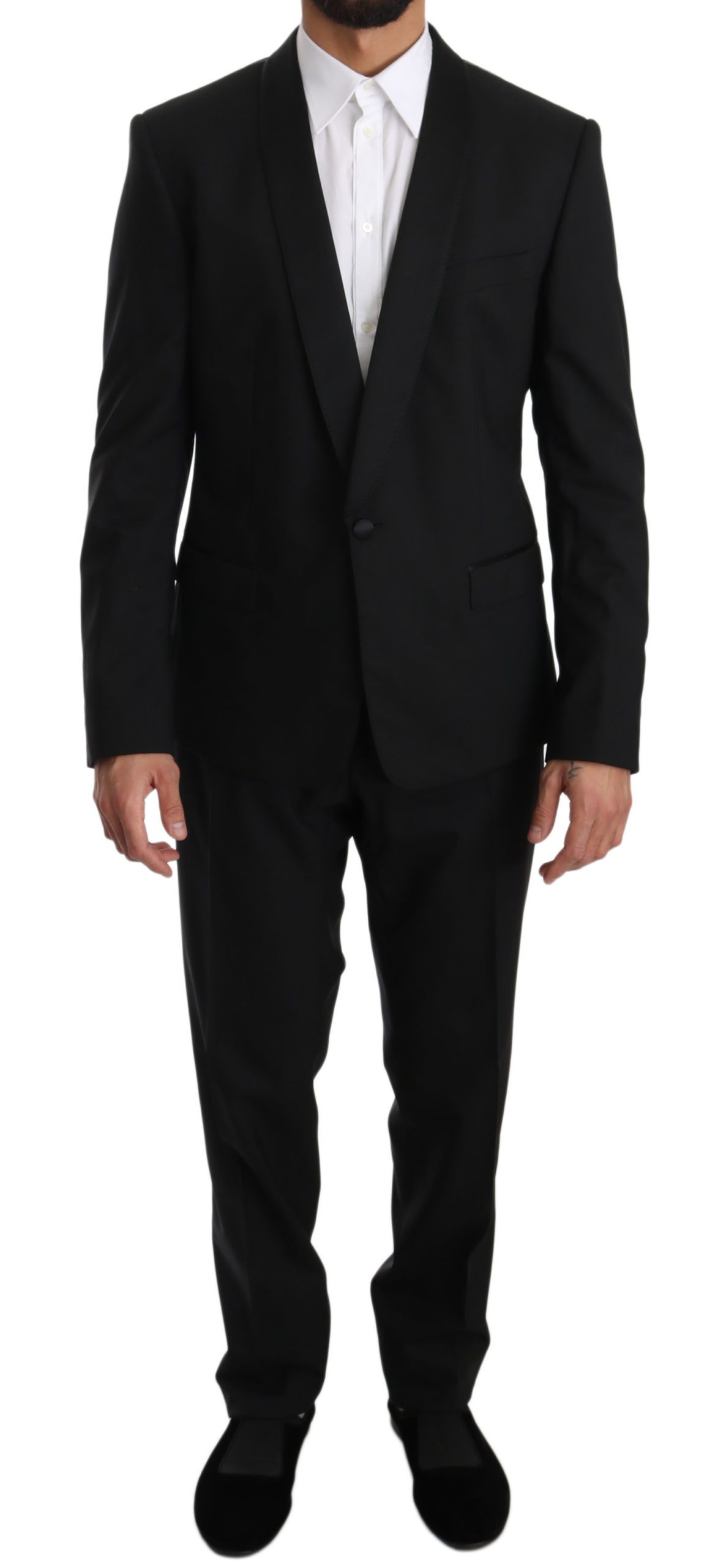 Dolce & Gabbana Men's Wool One Button Slim Martini Suit Black KOS1300 - IT52 | L
