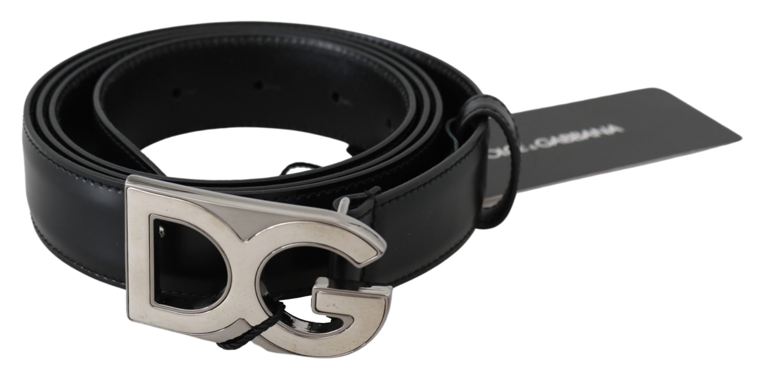 Dolce & Gabbana Men's Leather DG Logo Buckle Belt Black BEL60671 - 110 cm / 44 Inches