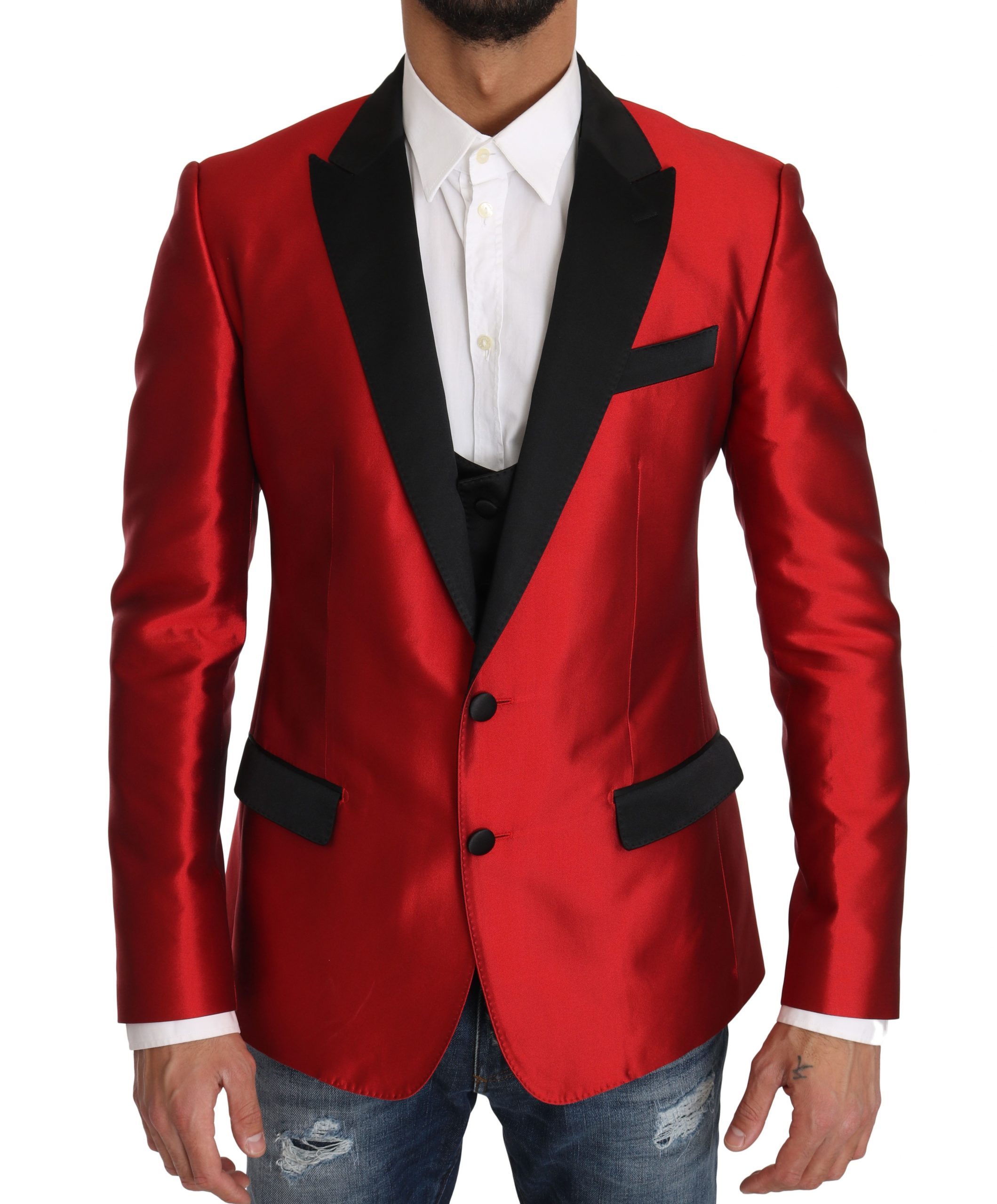 Dolce & Gabbana Men's Silk 2 Piece Vest Blazer Black KOS1174 - IT50 | L